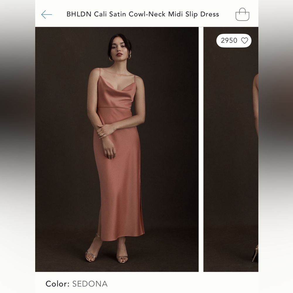 BHLDN Brown Maxi Slip Skirt with Slit